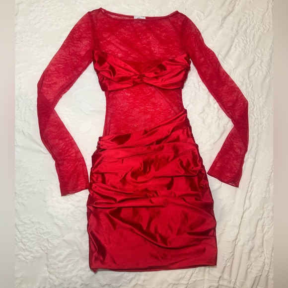 Oh Polly Red Lace Dress US 2 - Picture 3 of 7